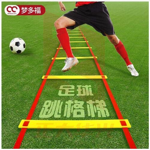 梦多福 绳梯 足球篮球跳格梯训练器材速度能量软梯健身 5米10节+【标志碟5个】