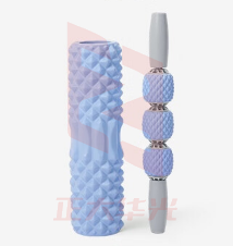 Keep 泡沫轴两件套肌肉放松狼牙棒按摩棒滚轴瑜伽器材 组合款浅水蓝