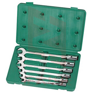 世达（SATA）6件全抛光角度套筒开口扳手组套 09037