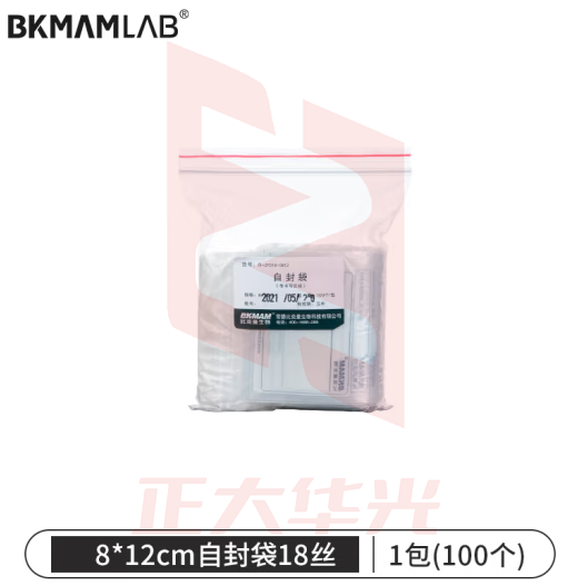 比克曼生物（BKMAM）自封袋实验室加厚带书写区域密封袋样品封装袋封口袋透明 8*12cm18丝100个/袋 1袋