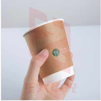 得力 19204 双层纸杯(棕)(20只/包)280ml240g五星纸+18gPE膜 20包