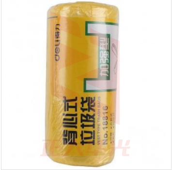 得力 18816背心式垃圾袋(黄)(单卷装 30只/卷)