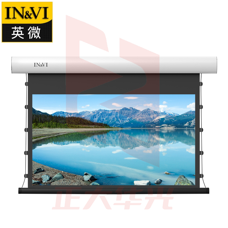 英微 黑栅抗光幕布KBL电动拉线幕布120英寸16：9激光电视超短焦幕白壳