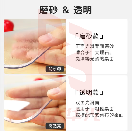 钟爱一生（CHERISHES LIFE）桌垫透明餐桌布防水防油桌面垫PVC软玻璃茶几垫水晶板台面垫抗菌 升级食品级 无味磨砂3.0mm足厚 40*60cm