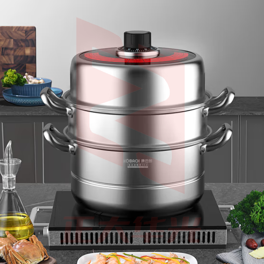 康巴赫（KBH） 康巴赫蒸锅304不锈钢三层蒸煮锅预防干烧报警家用多功能锅26cm （适用3-5人）