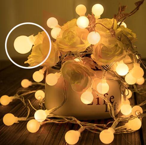 岁艺 LED灯串装饰灯氛围灯小彩灯串灯 小圆球灯串-暖色小圆球灯串6米40灯-常亮USB款
