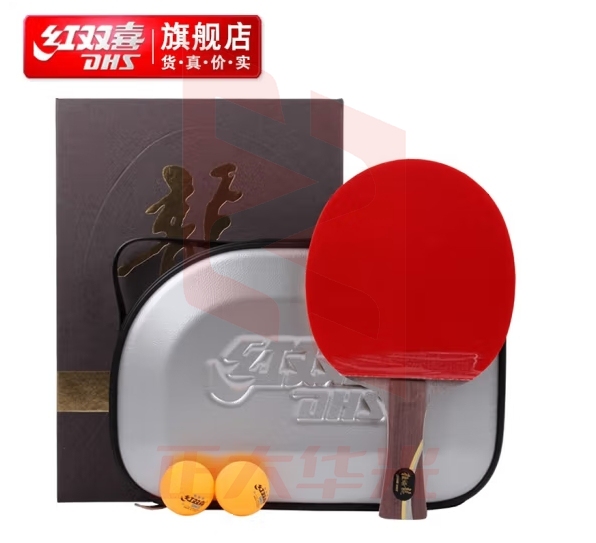 红双喜DHS乒乓球拍 马龙装备配置狂飙龙双面反胶兵乓拍国手礼盒 狂飚龙横拍FL礼盒