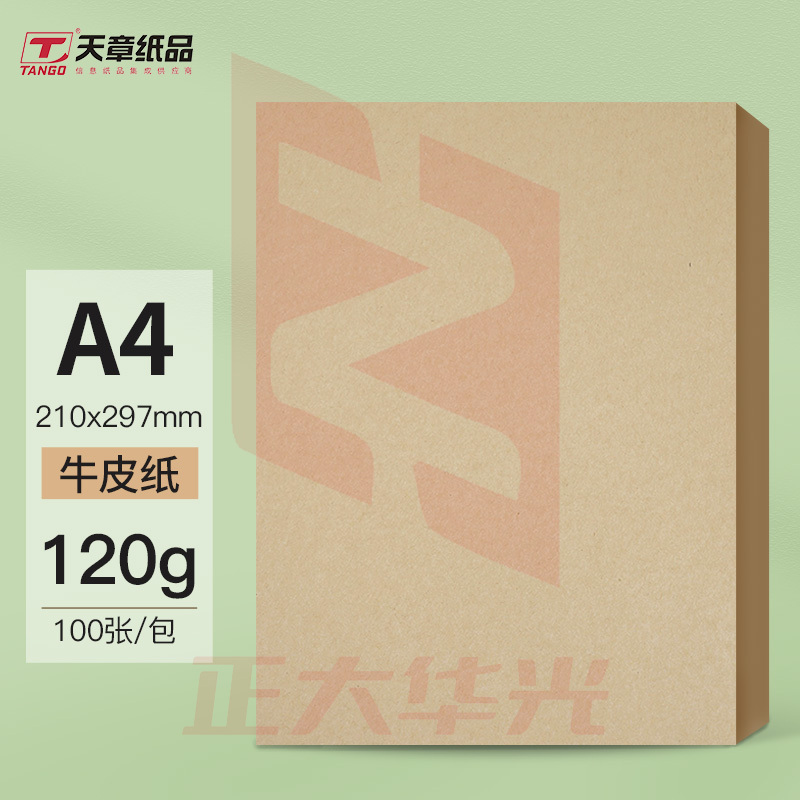 天章 A4牛皮纸120g 牛皮纸封面牛皮打印纸 凭证封面纸 牛皮卡 100张/包
