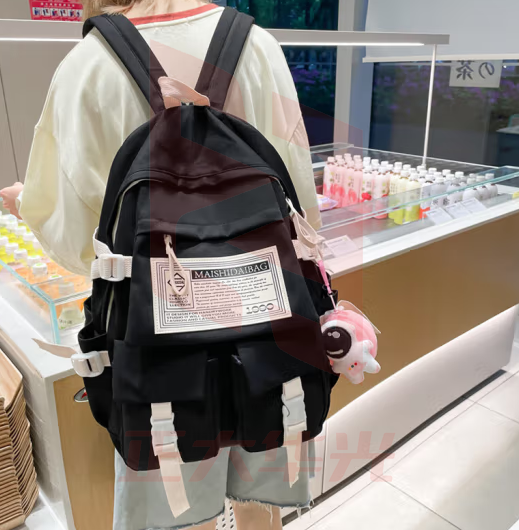 爱情海书包小学生三到六年级高颜值儿童双肩包女初中高中大学生大容量减负轻便简约背包男时尚休闲旅行电脑包4-6年级运动旅游潮流 黑色+小粉挂件