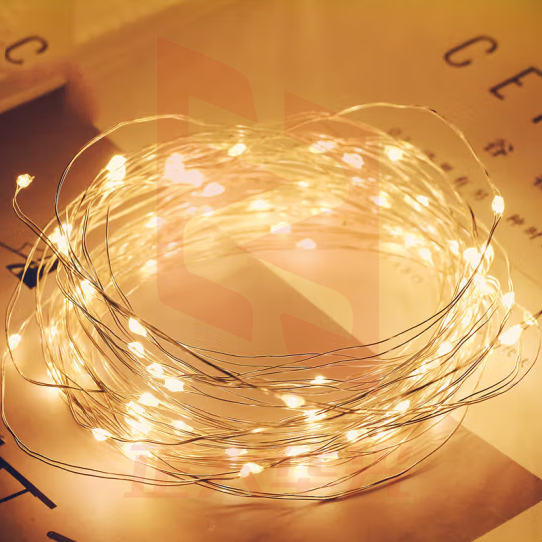 青苇 LED铜线串灯布置生日装饰电池款暖白10米100灯无电池