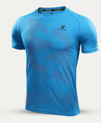 卡尔美夏季休闲男运动T恤快干透气圆领跑步短袖871002 彩兰 （S/165-3XL/190 下单前请咨询颜色及尺码）