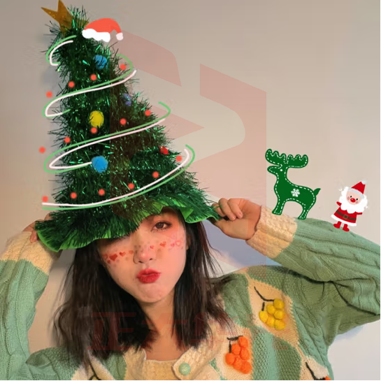 欧妮姿 圣诞帽圣诞装饰圣诞树装饰帽子派对装扮头饰儿童氛围装饰拍照道具