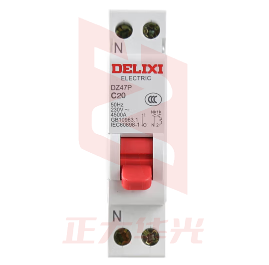 德力西电气 空开微型断路器空气开关双进双出 DZ47P 1P+N 20A