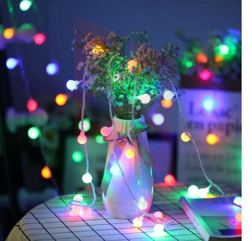 岁艺 LED灯串户外露营灯圆球小彩灯串室外帐篷气氛灯节日生日装饰灯串灯闪灯10米100灯-8功能插电款