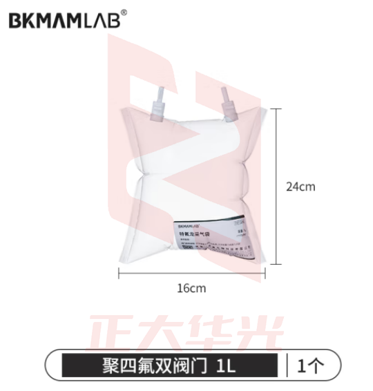 比克曼生物（BKMAM）特氟龙采气袋氟膜采样袋VOCs非总烃气袋聚四氟乙烯气体取样袋 1L双阀 聚四氟阀门