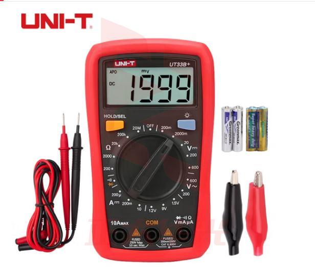 优利德（UNI-T）万用表数字多用表电工表交直流电压表电阻电流测试仪表防烧防误测 UT33B+ 电池测试