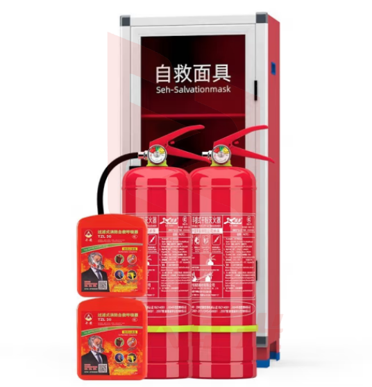 绿消 4公斤干粉灭火器2具+丰安呼吸器2个+面具箱组合 消防商用灭火器套装