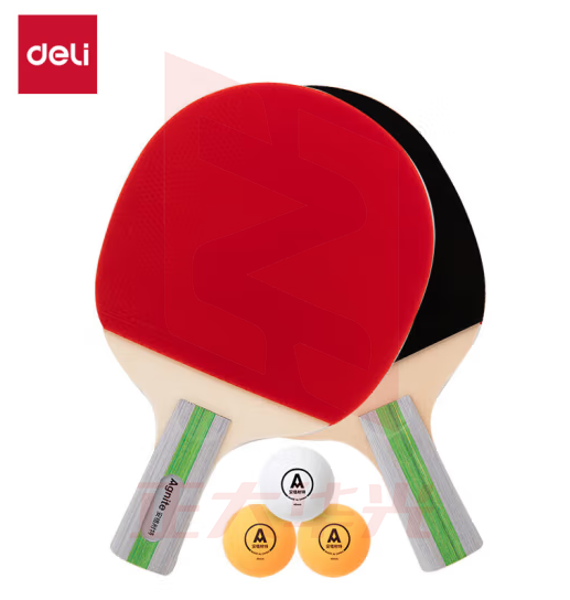 得力（deli）乒乓球拍直拍对拍装 两拍三球弧圈快攻双拍 F2340