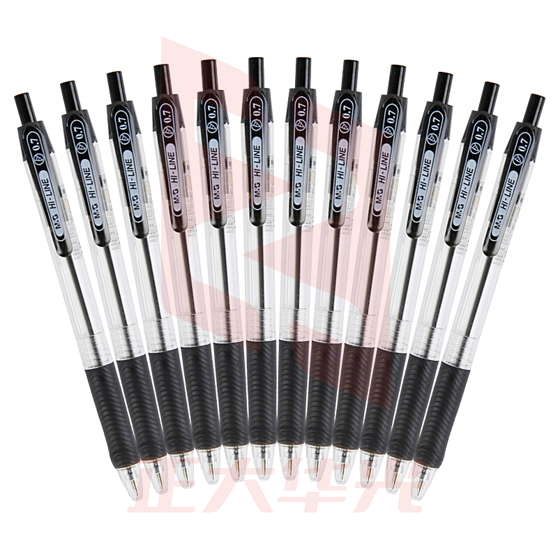 晨光 BP8106 0.7mm黑色子弹头按动圆珠笔中油笔原子笔 12支/盒BP-8106