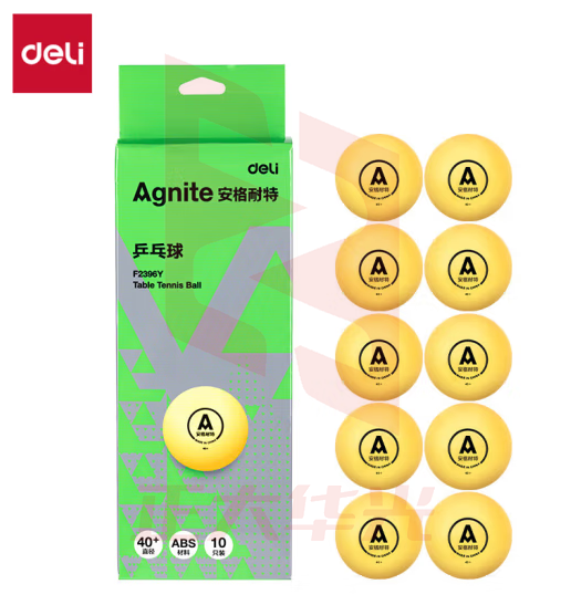 得力（deli）乒乓球比赛入门训练10只装 黄色 F2396Y