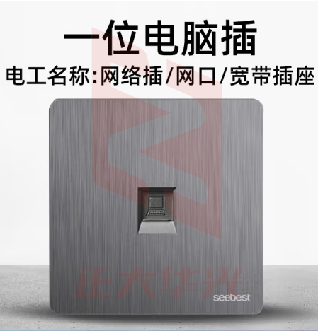 视贝（SEEBEST）一位电脑 开关面板拉丝灰墙开大板智美系列