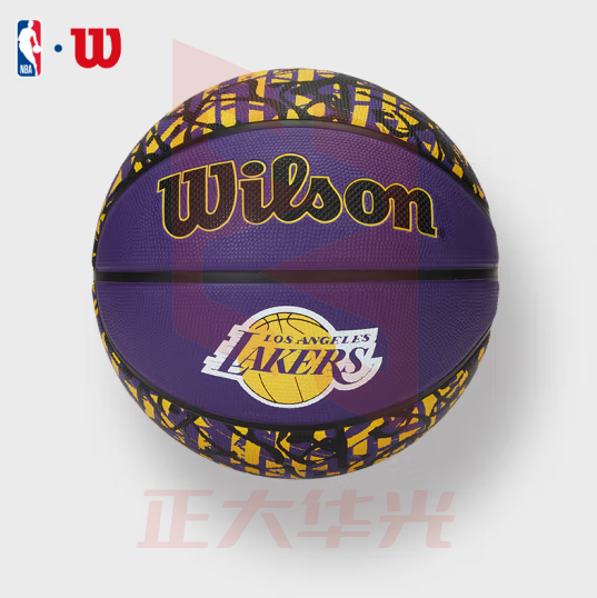 Wilson威尔胜 NBA球队橡胶涂鸦系列湖人队青少年成人室外7号篮球 WZ4024514CN7