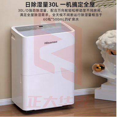 海信（Hisense）CF30BD/U除湿机大面积90平抽湿机 别墅吸湿器 地下室工业去湿防潮除湿器 30L/天