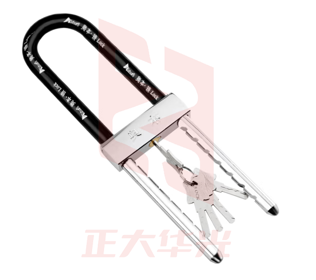 奥本玻璃门锁双开玻璃门锁u形锁 防盗插锁u型锁商铺门锁3033