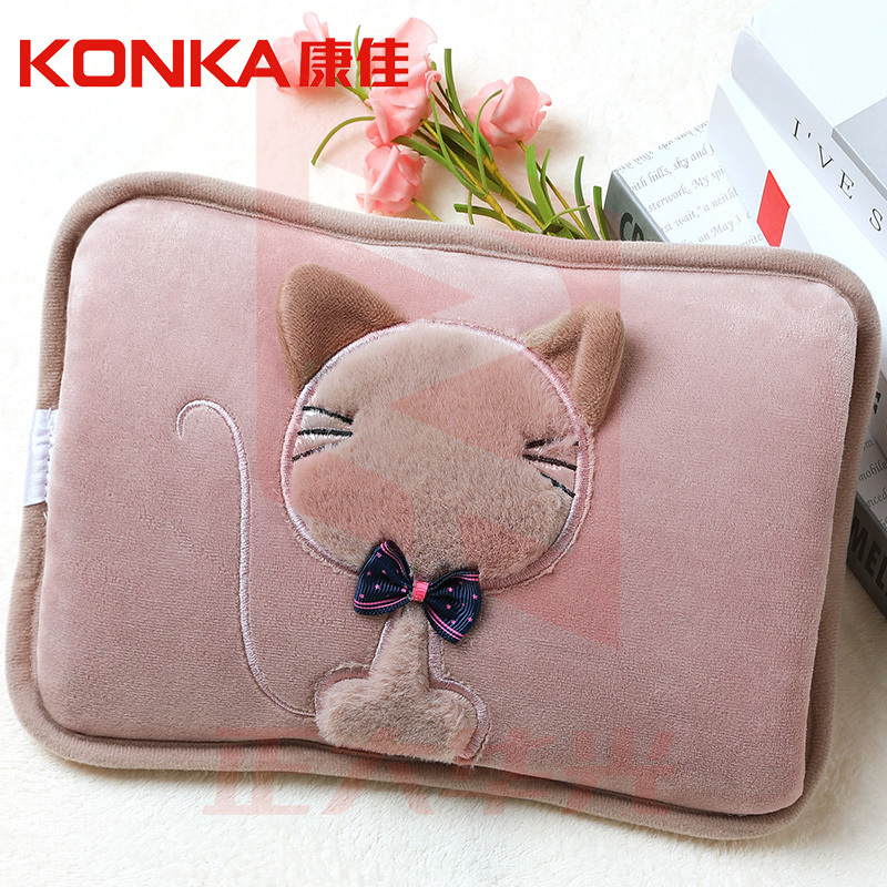 康佳暖手宝充电取暖器 热水袋 暖手袋 暖宝宝 暖水袋 充电防爆多功能 加绒电暖器KH-SL03魅力藕-网红眯眼猫