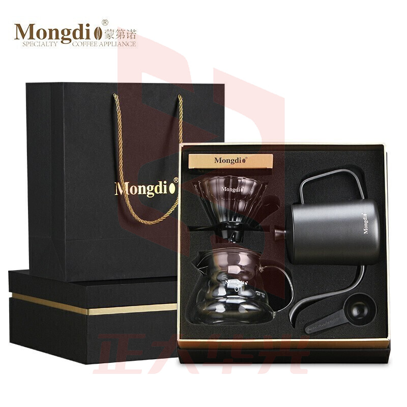 Mongdio 手冲咖0啡壶套装 家用壶滤杯+分享壶+手冲壶+滤纸 手冲盒装