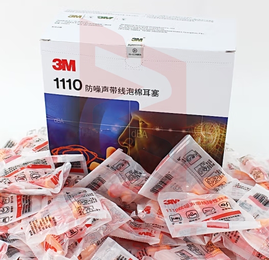 3M 1110防噪音 100副/盒 睡眠耳塞带线学习工作耳塞降噪抗噪便携泡棉耳塞