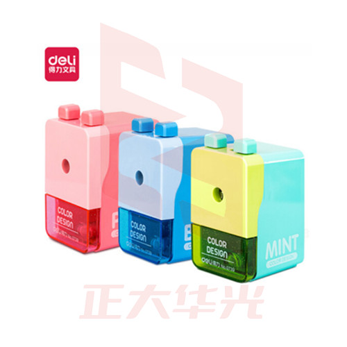 得力（deli）靓彩学生手摇削笔机/铅笔削笔器/转笔刀 颜色随机 0739