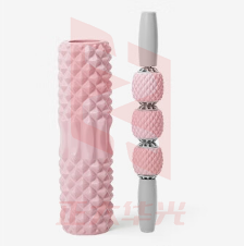 Keep 泡沫轴两件套肌肉放松狼牙棒按摩棒滚轴瑜伽器材 组合款樱花粉