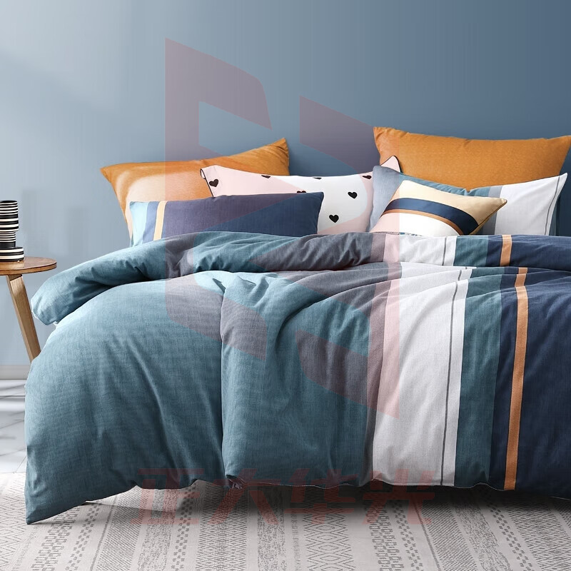 水星家纺磨毛四件套纯棉加厚保暖被套床单四件套床上用品全棉被罩1.8风津