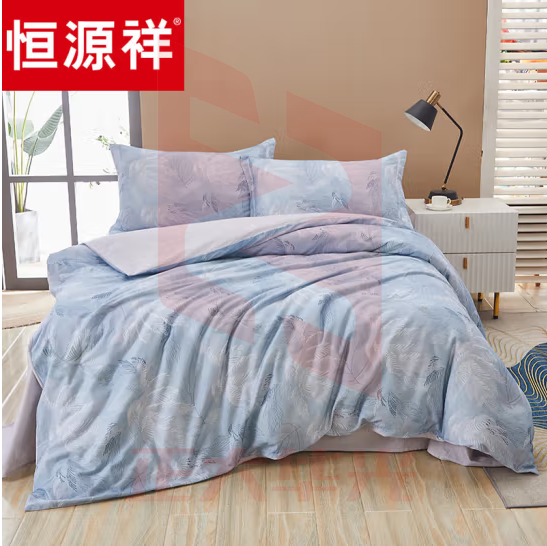 恒源祥家纺四件套全棉磨毛花卉四季款床上用品套件 丛林拂晓1.5/1.8米床