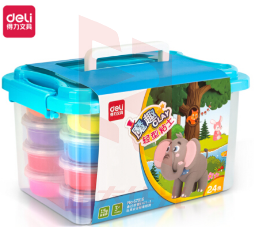 得力 24色轻型粘土 彩泥黏土橡皮泥 手工DIY超轻粘土 工具箱装67816
