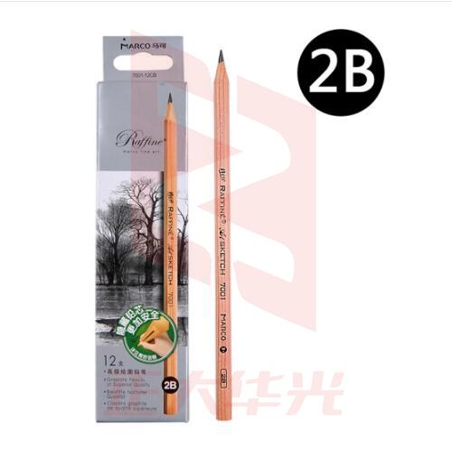 马可（MARCO）Raffine拉斐尼系列 原木专业美术HB素描铅笔12支六角杆手绘速写绘图笔纸盒装7001-2B