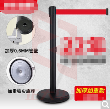 腾驰 不锈钢一米线栏杆警戒线隔离带伸缩带 道路护栏围栏酒店机场学校排队加厚加重ZA1405烤漆黑2米线