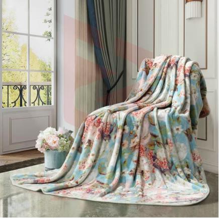 富安娜 夏凉毯子 四季可用法兰绒 双人 舒柔毯-晨园 180*200cm