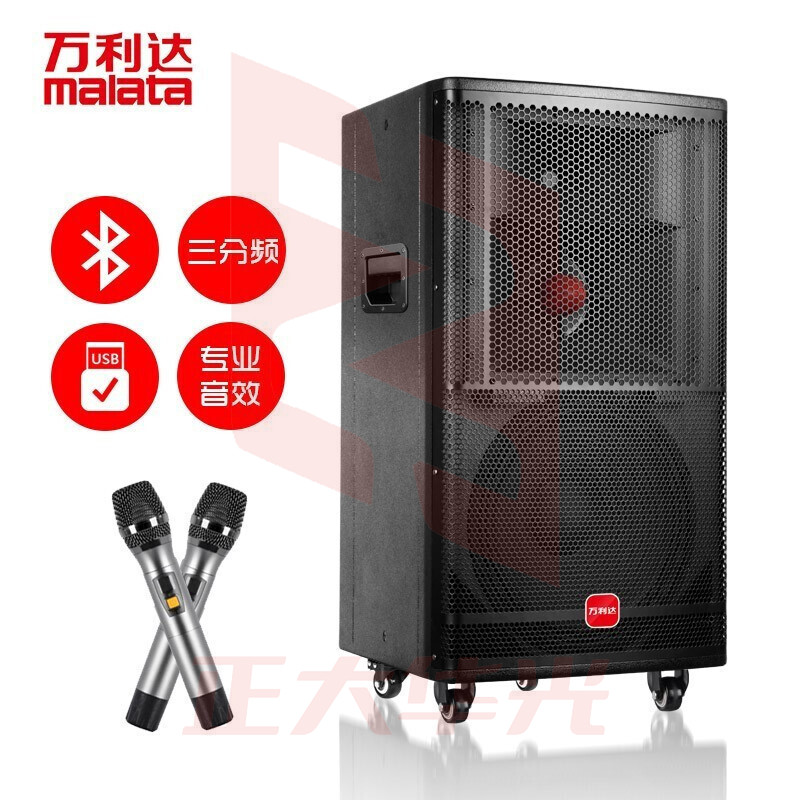 万利达（malata）M+9872飞天 专业级广场舞音响 会议音响 蓝牙大功率音箱 户外音响 标配无线麦克风扩音器