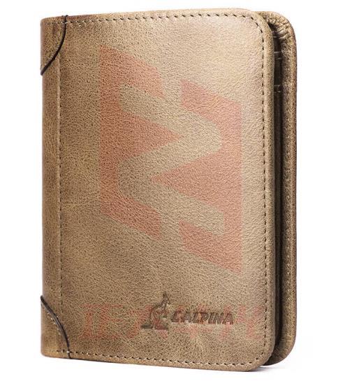 意大利袋鼠（L’ALPINA) 男士钱包头层牛皮时尚潮流短款皮钱夹多卡位多功能卡包男 661052131复古啡色