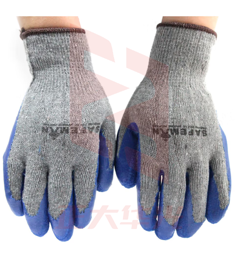 君御 7112 灰线劳保涂胶挂胶浸塑浸胶手套 防滑耐磨耐用工人工作棉纱手套灰色 均码24cm*12双/扎