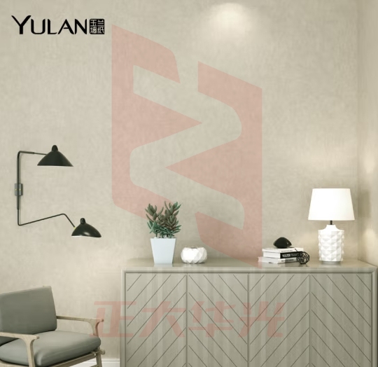 玉兰简约现代纯色壁纸无纺布客厅卧室背景墙素色蚕丝墙纸 NVP382403