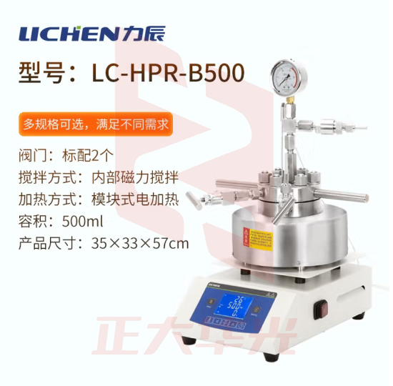 力辰科技（lichen）磁力搅拌高压反应釜 实验室不锈钢电动机械搅拌反应釜 LC-HPR-B500