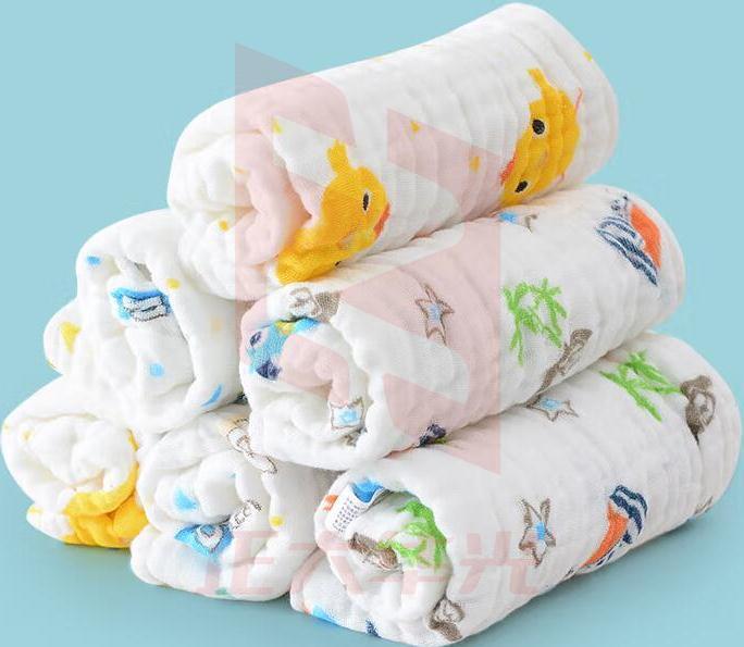 洁丽雅（Grace）A类纯棉纱布小毛巾婴儿六层泡泡普密纱布童巾擦水擦手擦嘴6条装