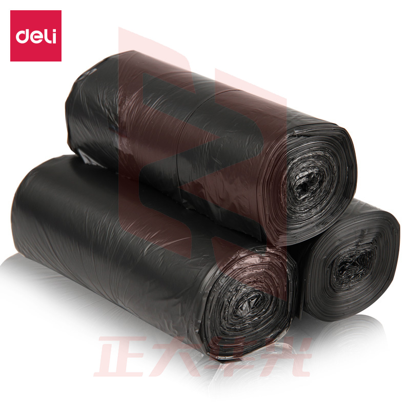 得力(deli)33067 点段式办公生活加厚垃圾袋45*55cm 黑色3卷(90只)