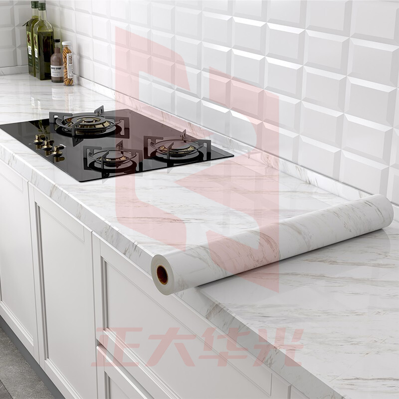 富居FOOJO防油贴纸厨房贴纸加厚耐高温自粘瓷砖贴膜防水防油防潮灶台橱柜抽屉垫纸大理石爵士白60*500cm/卷  5卷