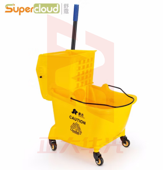 舒蔻（Supercloud）24L单桶榨水车 酒店用大号手动下压式单桶榨水车拖把桶保洁清洁车拧水桶挤水桶拖地桶墩布压水车