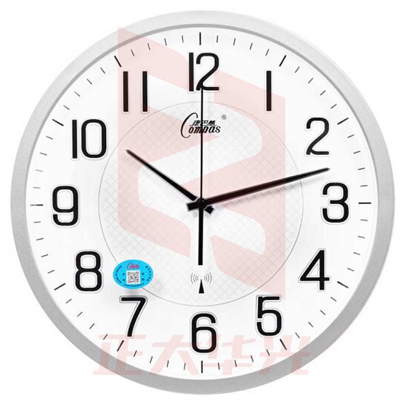 康巴丝（COMPAS）挂钟电波钟客厅挂墙智能自动对时电波钟 C6891 闪银