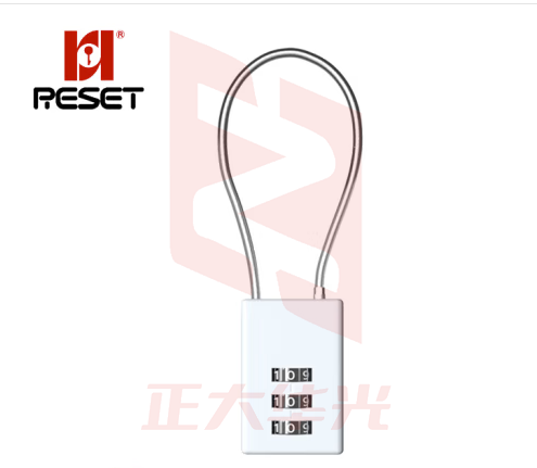 RESET小密码锁挂锁头盔钢缆锁行李箱包锁背包储物柜门锁 灰色30cm 02U